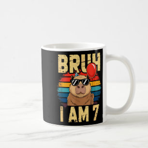 Bruh ik ben 7 Capybara Kids 7e verjaardag Retro zo Koffiemok