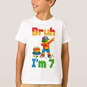 Bruh ik ben 7 – Grappig Blok Verjaardag Kinderen T-shirt