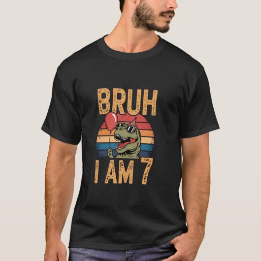 Bruh Ik Ben 7 Kinderen Dinosaurus 7de Verjaardagsf T-shirt (Voorkant)