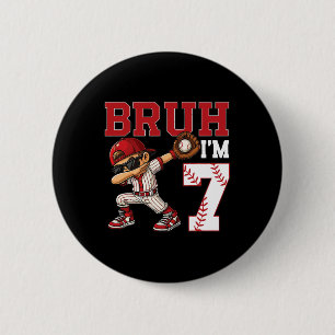Bruh Ik ben 7 Verkoop 7e Familie Verjaardagsfeest Ronde Button 5,7 Cm