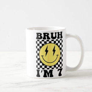 Bruh Ik ben 7 Zeven Jaar Oude Verjaardag Smile Fac Koffiemok
