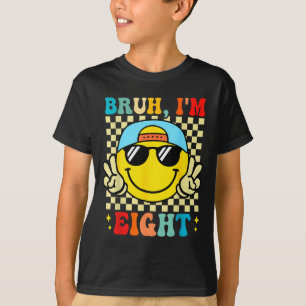 Bruh ik ben acht 8 8ste verjaardag groovy jongens t-shirt