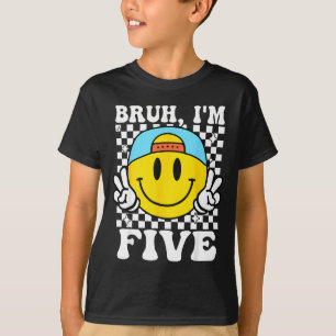 Bruh ik ben vijf 5e verjaardag Groovy jongens meis T-shirt