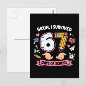 Bruh ik heb 67 dagen school overleefd briefkaart (Voorkant / Achterkant)