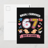 Bruh ik heb 67 dagen school overleefd briefkaart (Voorkant / Achterkant)