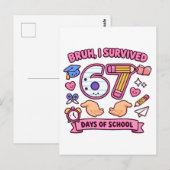 Bruh ik heb 67 dagen school overleefd briefkaart (Voorkant / Achterkant)