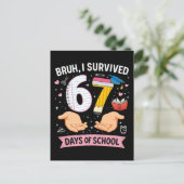 Bruh ik heb 67 dagen school overleefd briefkaart (Staand voorkant)