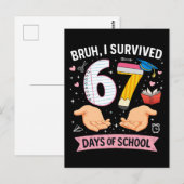 Bruh ik heb 67 dagen school overleefd briefkaart (Voorkant / Achterkant)