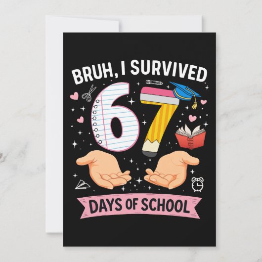 Bruh ik heb 67 dagen school overleefd kaart (Voorkant)