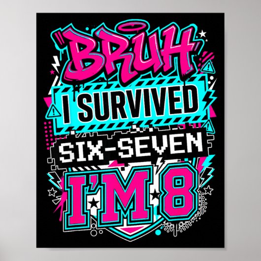 Bruh ik heb 6 7 zes zeven overleefd ik ben 8 voor poster (Voorkant)