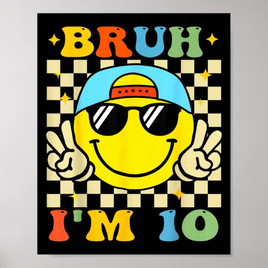 Bruh I'm 10 Years Old Blue Birthday Boys 10th Birt Poster (Voorkant)