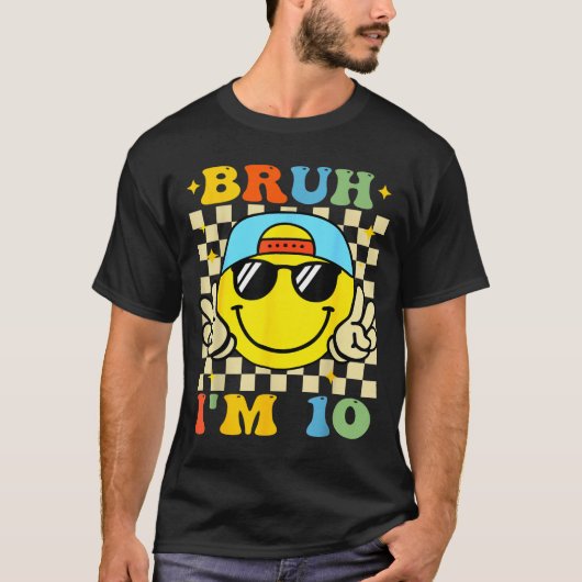 Bruh I'm 10 Years Old Blue Birthday Boys 10th Birt T-shirt (Voorkant)