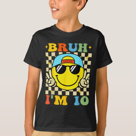 Bruh I'm 10 Years Old Blue Birthday Boys 10th Birt T-shirt (Voorkant)
