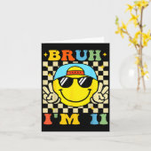 Bruh I'm 11 Years Old Blue Birthday Boys 11th Birt Kaart (Gele Bloem)