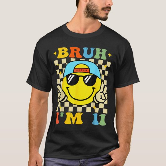 Bruh I'm 11 Years Old Blue Birthday Boys 11th Birt T-shirt (Voorkant)