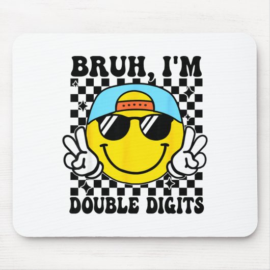 Bruh I'm Double Digits 10 Year Old Boy Birthday 10 Muismat (Voorkant)