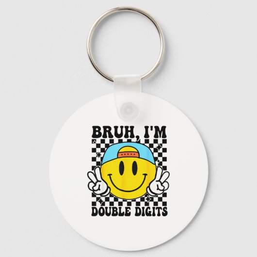 Bruh I'm Double Digits 10 Year Old Boy Birthday 10 Sleutelhanger (Voorkant)