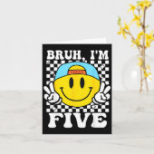 Bruh I'm Five 5 5th Birthday Groovy Boys Girls 5 Y Kaart (Gele Bloem)