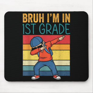 Bruh im in 1e klas Retro Terug naar school Dabbing Muismat
