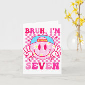 Bruh I'm Seven 7 7th Birthday Girls Groovy 7 Years Kaart (Gele Bloem)