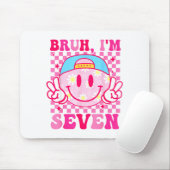 Bruh I'm Seven 7 7th Birthday Girls Groovy 7 Years Muismat (Met muis)
