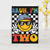 Bruh I'm Two 2 Groovy 2nd Birthday Boys Girls 2 Ye Kaart (Gele Bloem)