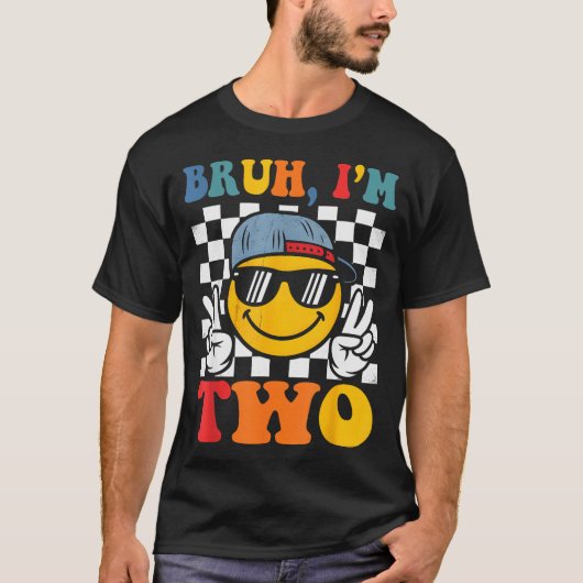 Bruh I'm Two 2 Groovy 2nd Birthday Boys Girls 2 Ye T-shirt (Voorkant)
