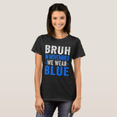 Bruh In November We Draag Ribbon Blue Retro Diabet T-shirt (Voorkant volledig)