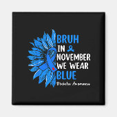 Bruh In November We Draag Ribbon Blue Zonnebloem D Magneet (Voorkant)