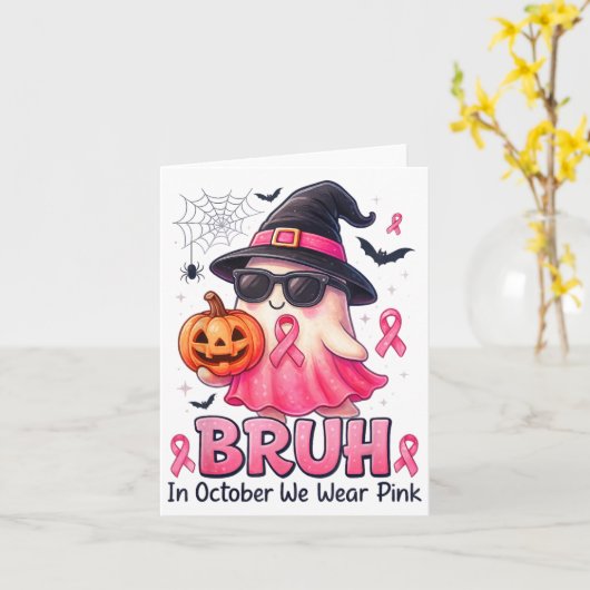 Bruh In oktober Draag we NK Pumpkin Boo Ghost Brea Kaart (Gele Bloem)