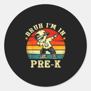 Bruh in pre-k grappige eerste schooldag jongen mei ronde sticker