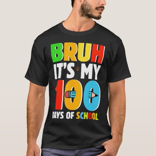 Bruh is mijn 100 dagen van school Funny Boys Kinde T-shirt (Voorkant)