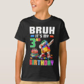 Bruh is mijn 3e verjaardag Master Builder Dabbing T-shirt (Voorkant)