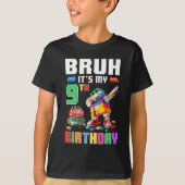 Bruh is mijn 9e verjaardag Master Builder Dabbing T-shirt (Voorkant)