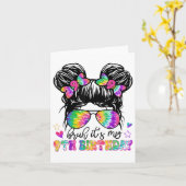 Bruh is mijn 9e verjaardag Tie Dye Messy Bun 9 jaa Kaart (Gele Bloem)