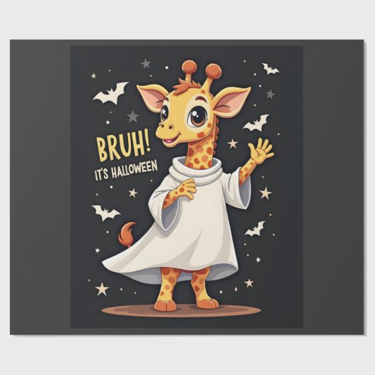 Bruh Its Halloween Funny Dabbing Ghost Giraffe Lon Cadeaupapier (Vlak)