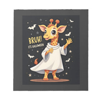Bruh Its Halloween Funny Dabbing Ghost Giraffe Lon Notitieblok