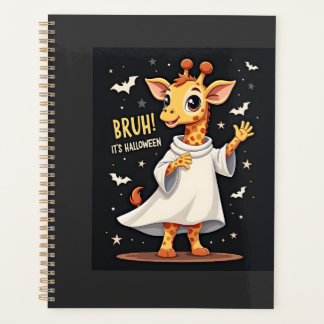 Bruh Its Halloween Funny Dabbing Ghost Giraffe Lon Planner
