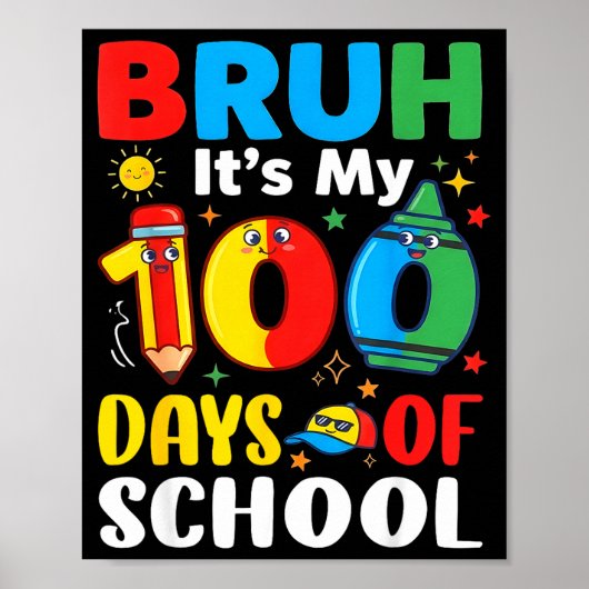 Bruh It's My 100 Days Of School Funny Boy 100th Da Poster (Voorkant)