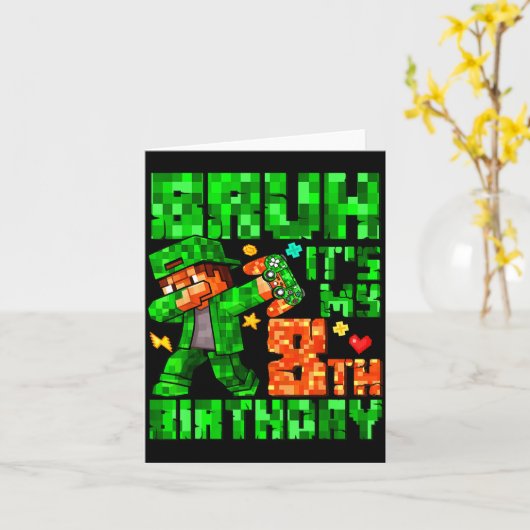 Bruh It's My 8th Birthday Boy Game Xel 8 Years Old Kaart (Gele Bloem)