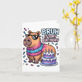 Bruh It's My Birthday Capybara Nata Boy Girl Birth Kaart (Gele Bloem)