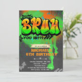 Bruh It's My Birthday Invitation Kaart (Staand voorkant)