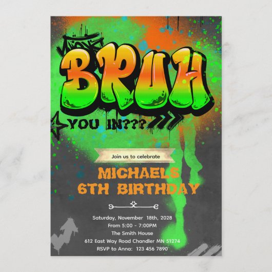 Bruh It's My Birthday Invitation Kaart (Voorkant)