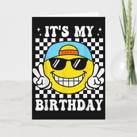 Bruh It's My Birthday Peace Sign Smile Birthday Fo Kaart (Voorkant)