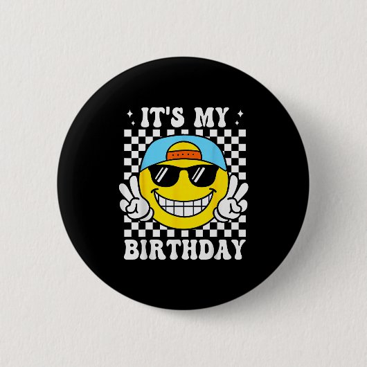 Bruh It's My Birthday Peace Sign Smile Birthday Fo Ronde Button 5,7 Cm (Voorkant)