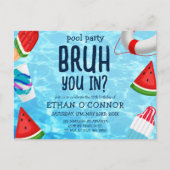 Bruh je in Pool Party Kids Verjaardag Uitnodiging Briefkaart (Voorkant)