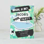 Bruh je in Pool Party Tiener Jongen Verjaardag Kaart (Staand voorkant)