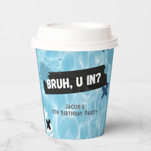 Bruh je in Zomer Zwembad Party Tiener Jongen Verja Papieren Bekers (Voorkant)