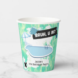 Bruh je in Zomer Zwembad Party Tiener Jongen Verja Papieren Bekers