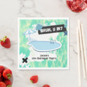 Bruh je in Zomer Zwembad Party Tiener Jongen Verja Servet (Insitu)